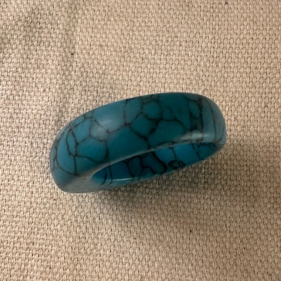 Turquoise Full Band Ring Reconstituted Stone Chunky Boho Southwestern Style - Picture 3 of 5